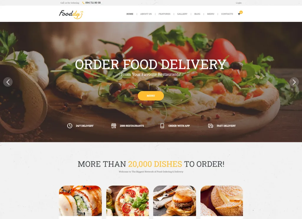 Fooddy 24/7 - Thème WordPress pour la commande et la livraison de nourriture