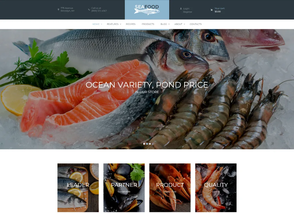 Thème WordPress pour entreprise de fruits de mer et restaurant de poisson