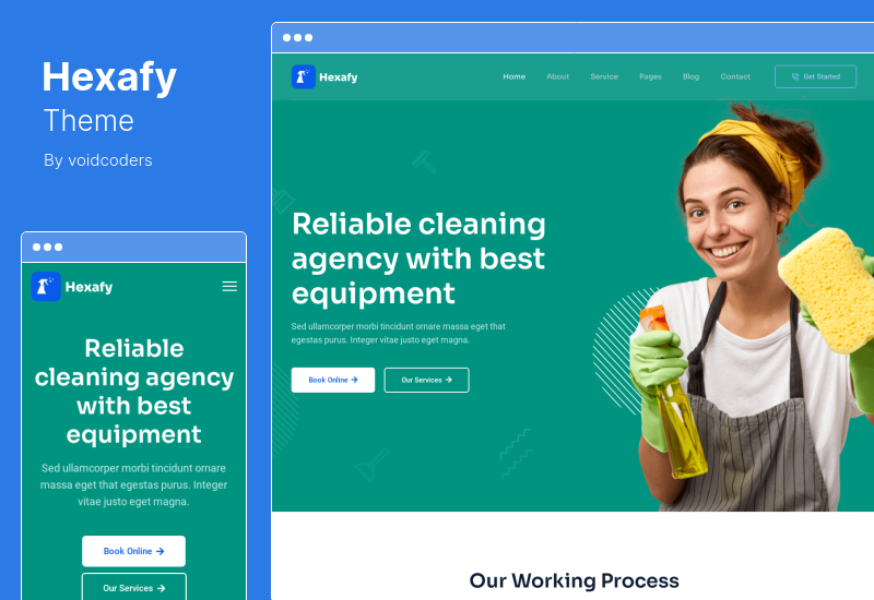 Motyw Hexafy - Motyw WordPress firmy sprzątającej