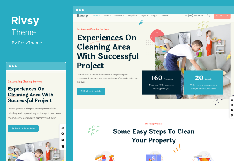 Rivsy テーマ - 清掃サービス WordPress テーマ