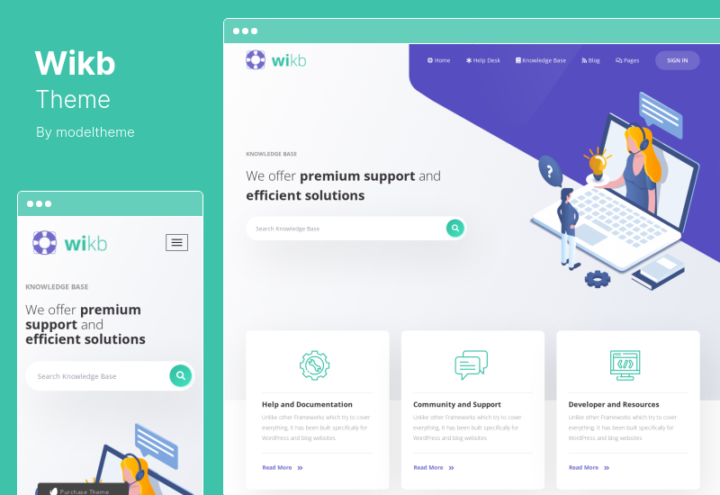 Wikb Theme - سمة قاعدة المعرفة ومكتب المساعدة WordPress Theme