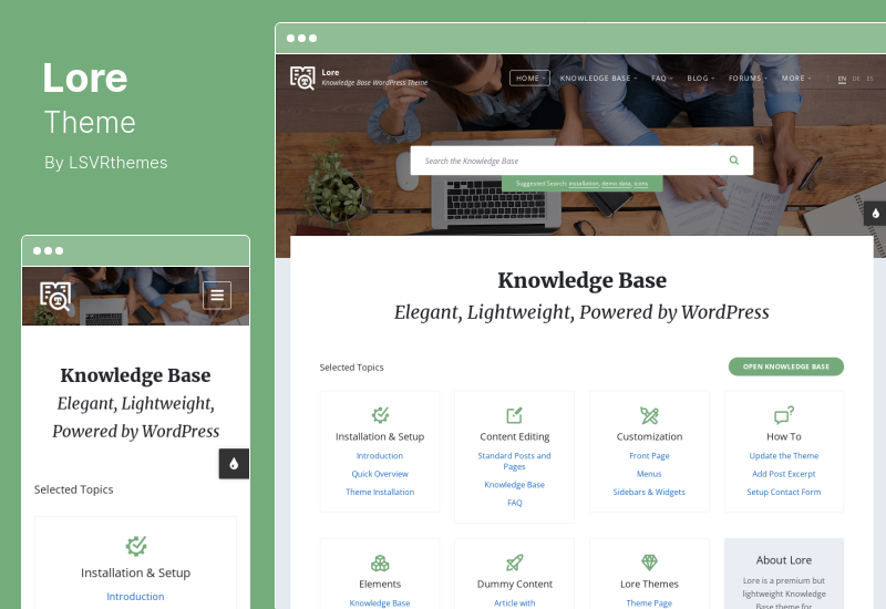 Lore Theme - Elegantes Wissensdatenbank-WordPress-Theme