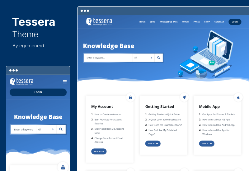 موضوع Tessera - موضوع قاعدة المعرفة والدعم لمنتدى WordPress