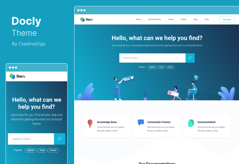 Tema Docly - Documentação e Base de Conhecimento Tema WordPress