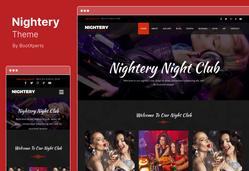 Nightery Theme - Тема WordPress для ночного клуба