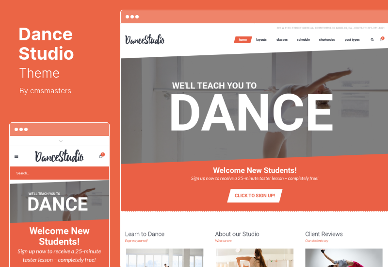 Dance Studio Theme - ธีม WordPress สำหรับโรงเรียนสอนเต้นและคลับ