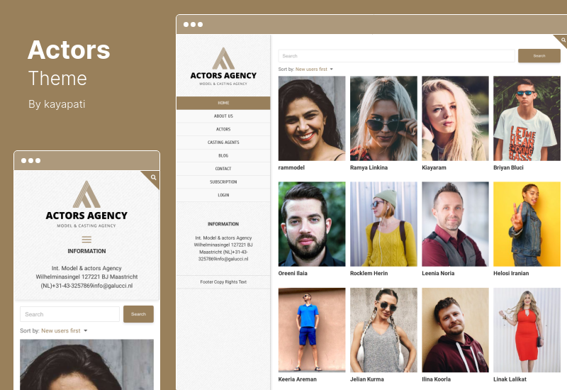 Thème Acteurs - Thème WordPress CMS pour agences de mannequins