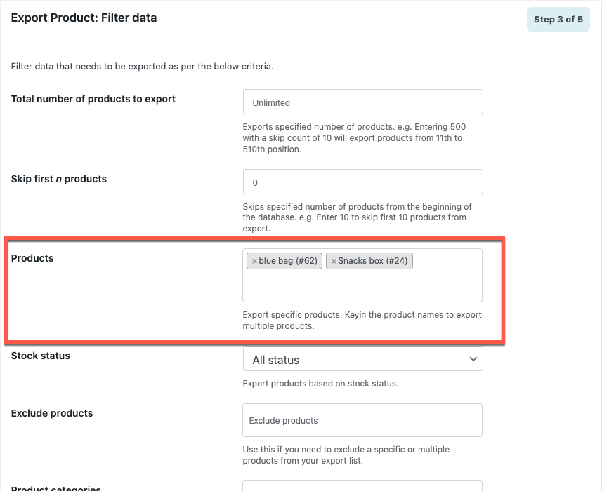 Filtrați anumite produse din magazinul WooCommerce pentru exportul WooCommerce