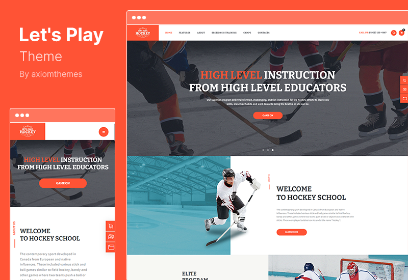 Giochiamo a tema - Tema WordPress per la scuola di hockey e gli sport invernali