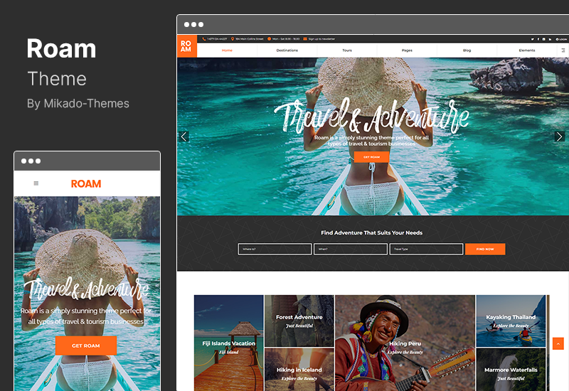 Roam-Thema - Reise- und Tourismus-WordPress-Thema