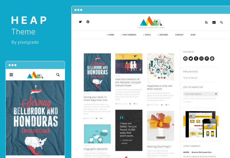 Tema HEAP - Um tema WordPress responsivo para blog Snappy