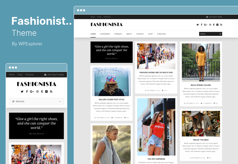 Tema Fashionista - Tema WordPress responsivo para blog e loja