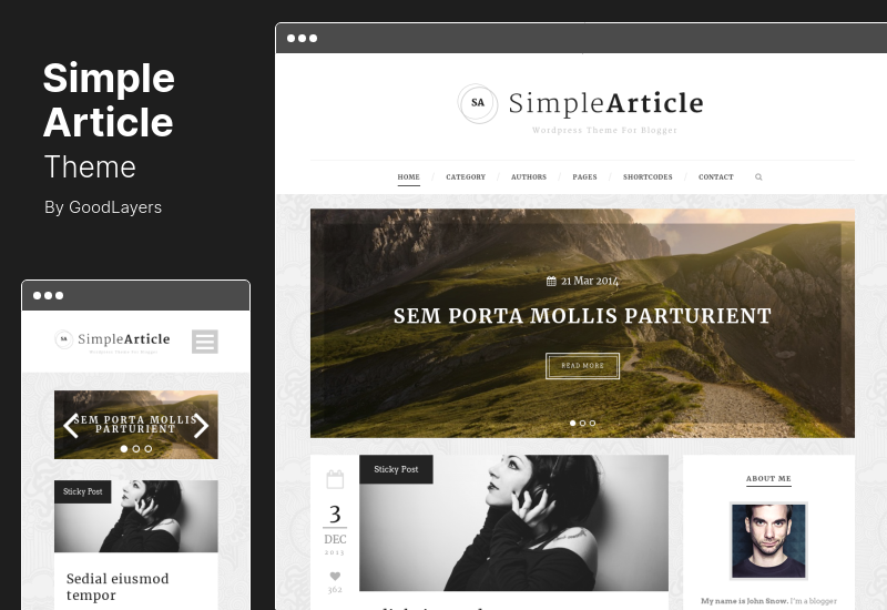 Thème d'article simple - Thème WordPress de blog personnel