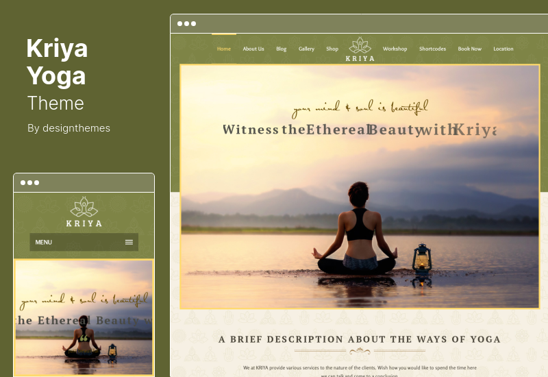 ธีม Kriya Yoga - ครูฝึกโยคะและศูนย์การทำสมาธิ WordPress Theme