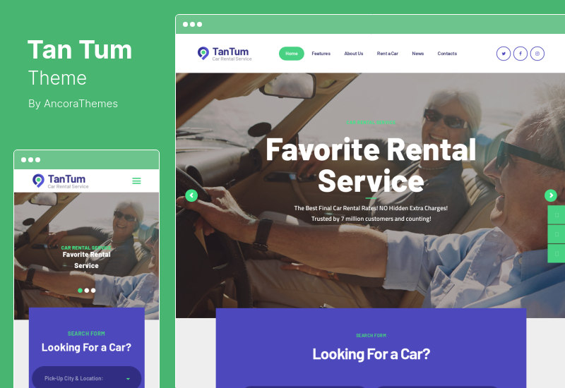 TanTum Teması - Araba, Scooter, Tekne ve Bisiklet Kiralama Hizmetleri WordPress Teması