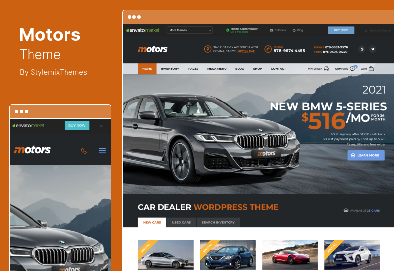 Motors Theme - ตัวแทนจำหน่ายรถยนต์ ให้เช่า & ลงประกาศธีม WordPress