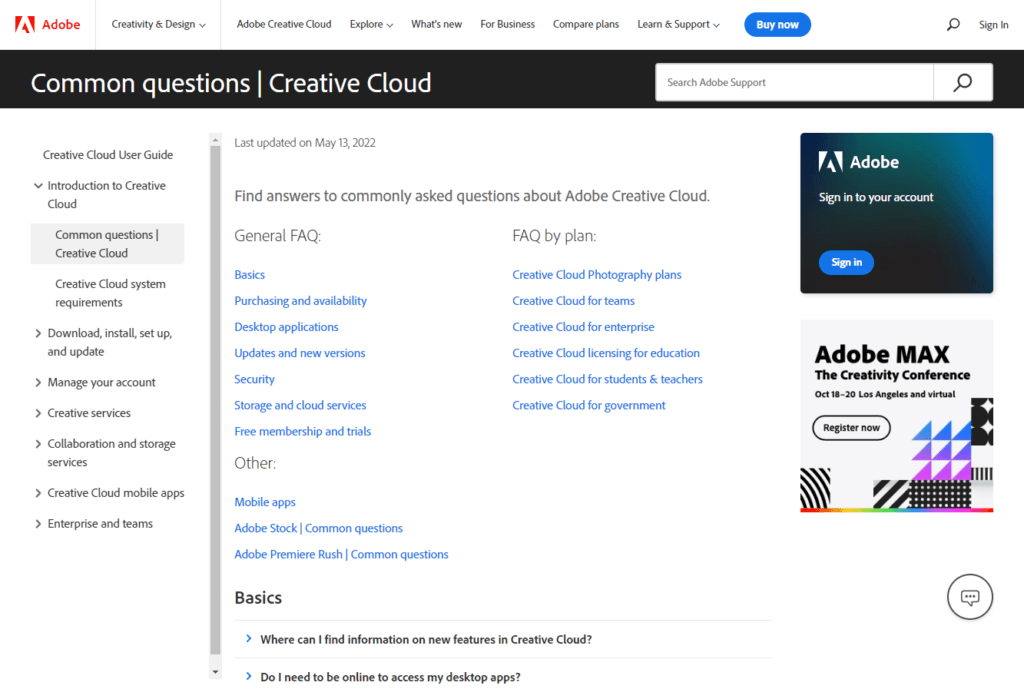 FAQ d'Adobe Creative Cloud