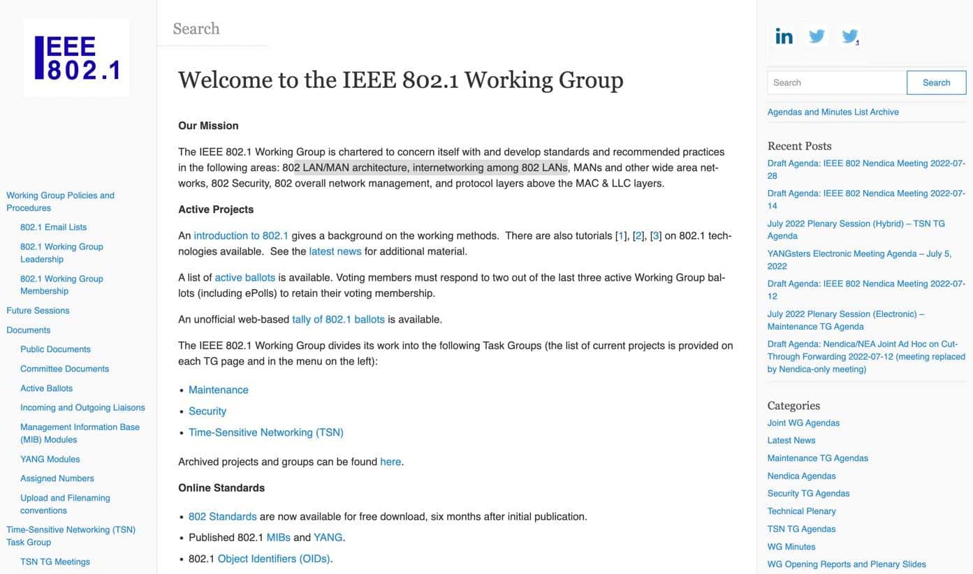 IEEE 802.1 工作組維基