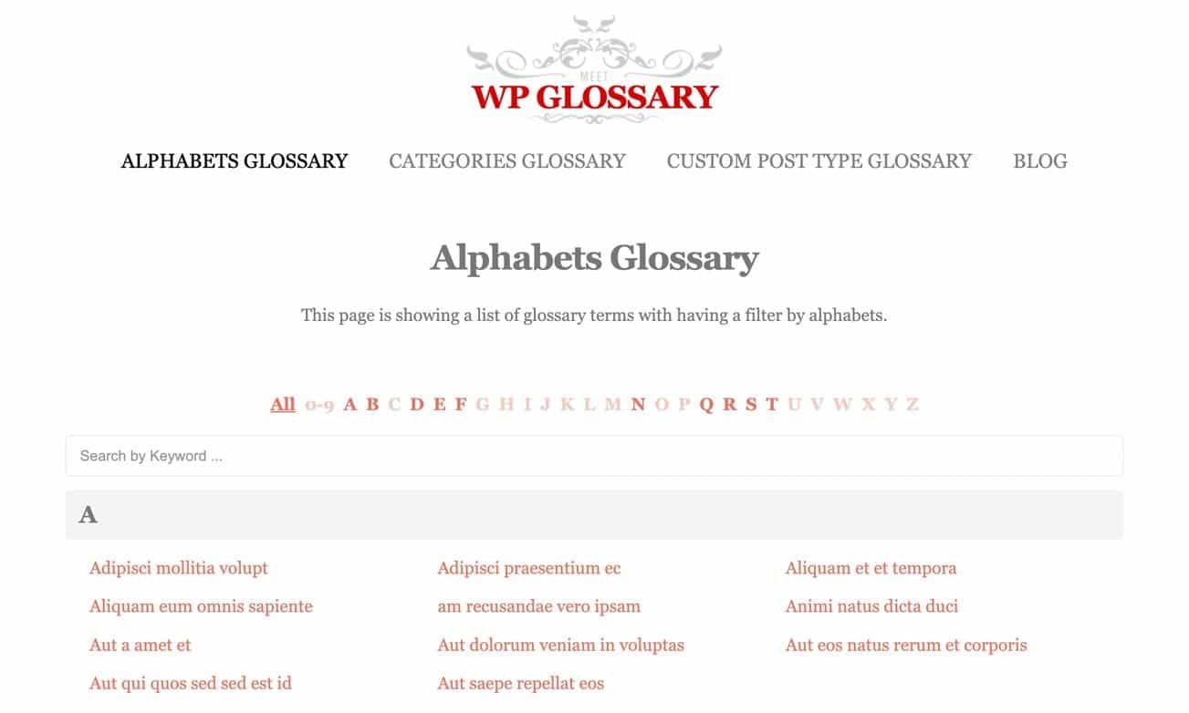 ملحق WP Glossary WordPress wiki