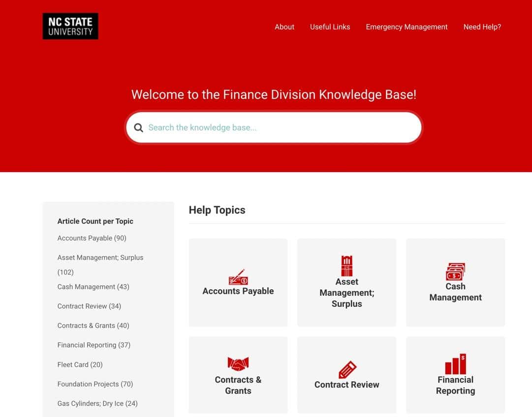 Wissensdatenbank der NC State Finance Division