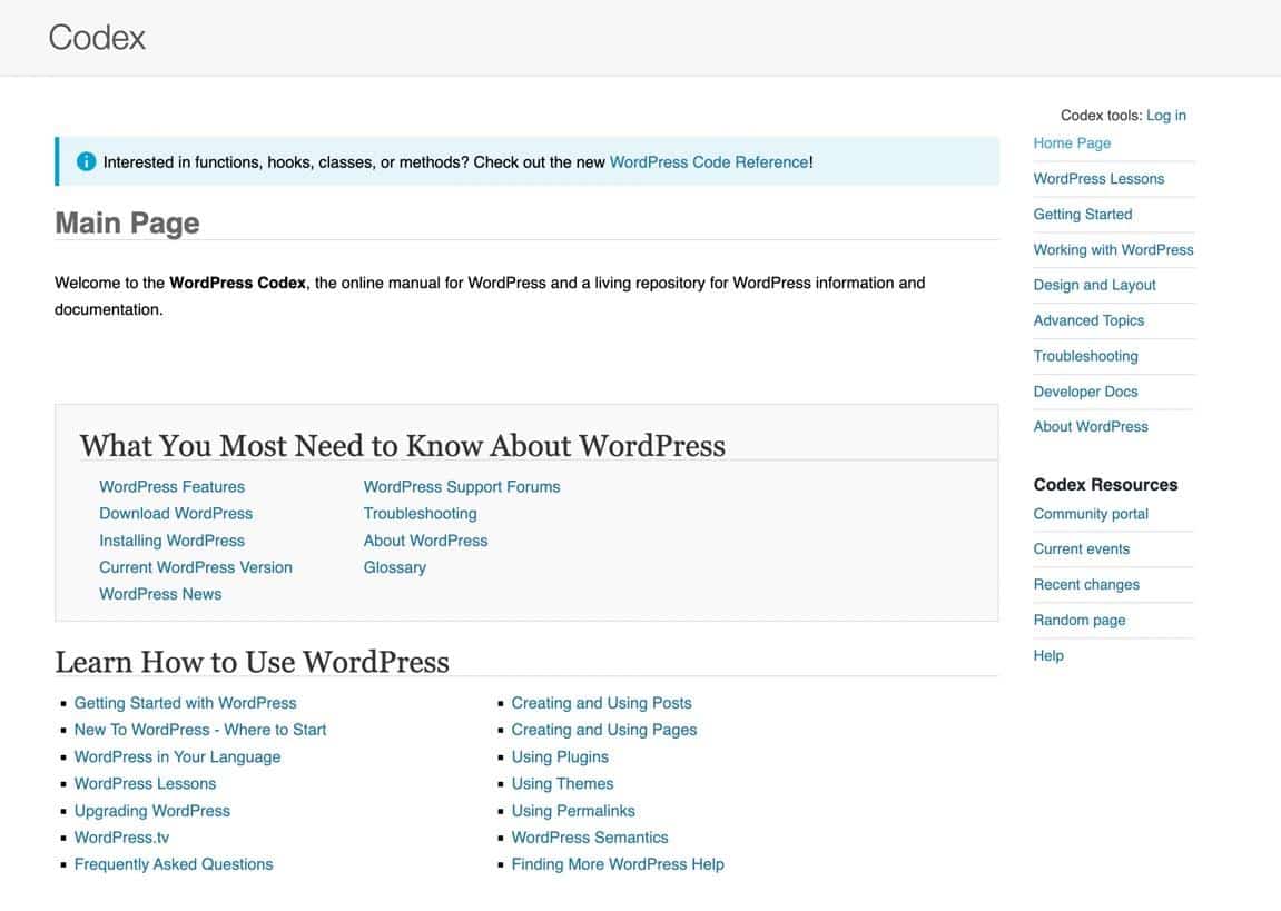 Le wiki du Codex WordPress