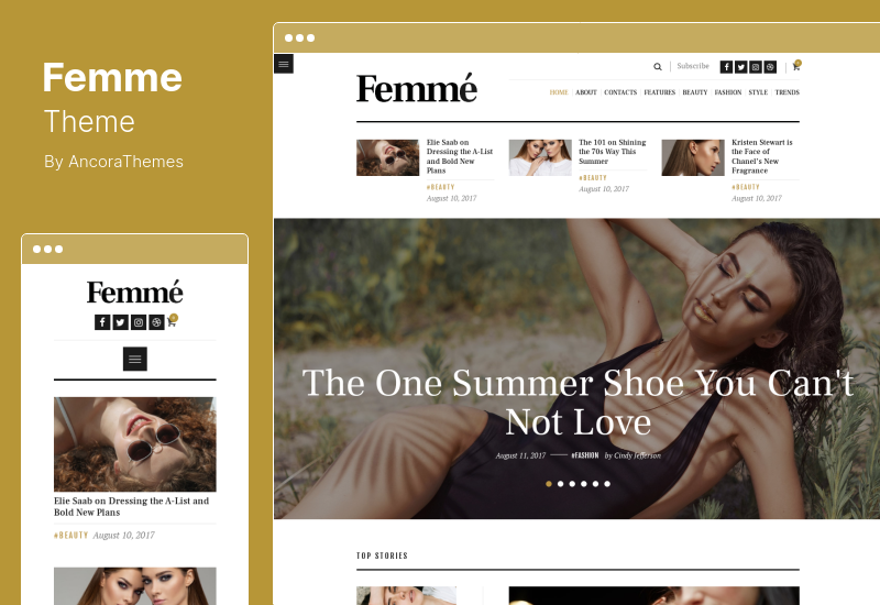 Tema Femme - Un tema WordPress per una rivista online e un blog di moda