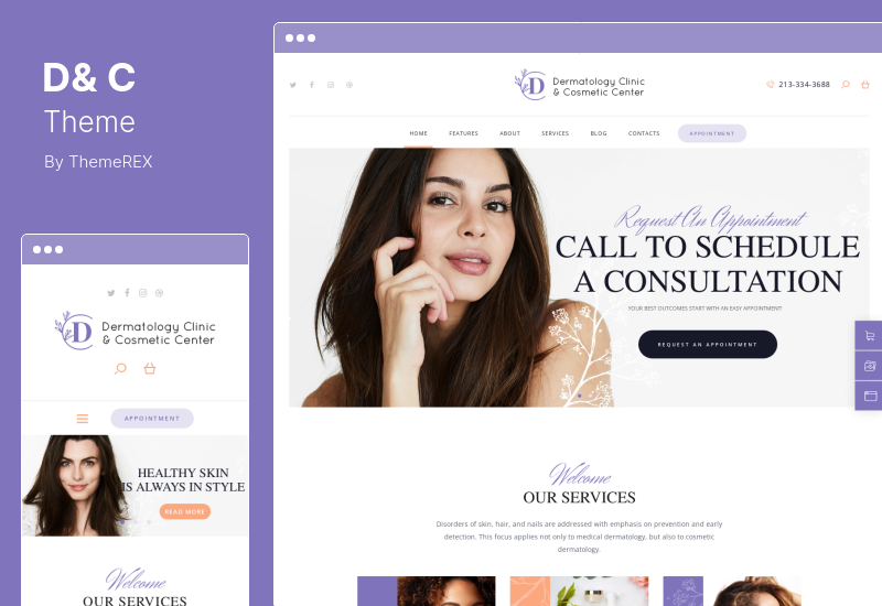 D&C Theme - Dermatology Clinic & Cosmetology Center WordPress テーマ