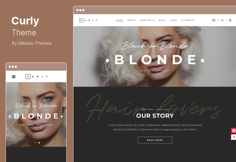 Curly Theme - Thème WordPress pour salons de coiffure et salons de coiffure