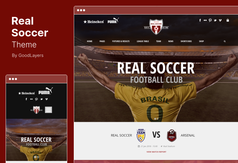 Real Soccer Theme - Тема WordPress для спортивных клубов