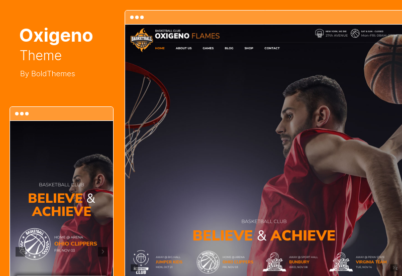 Oxigeno-Thema - Sportverein und Team WordPress-Thema