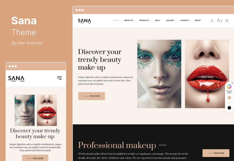 Sana Theme – WordPress-Theme für Modestylisten, Schönheitssalons und Maskenbildner