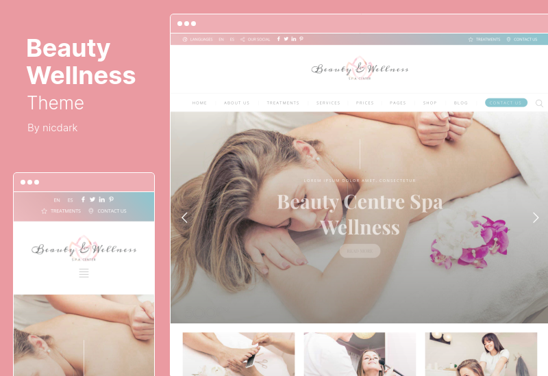 Motyw Beauty Wellness - Beauty Wellness Spa & Salon masażu kosmetycznego Motyw WordPress