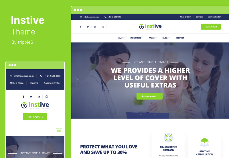 Motyw Instive - Ubezpieczenie Motyw WordPress