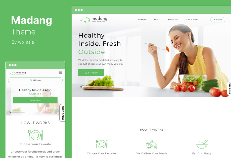 ธีม Madang - โภชนาการการจัดส่งอาหารเพื่อสุขภาพ WordPress Theme