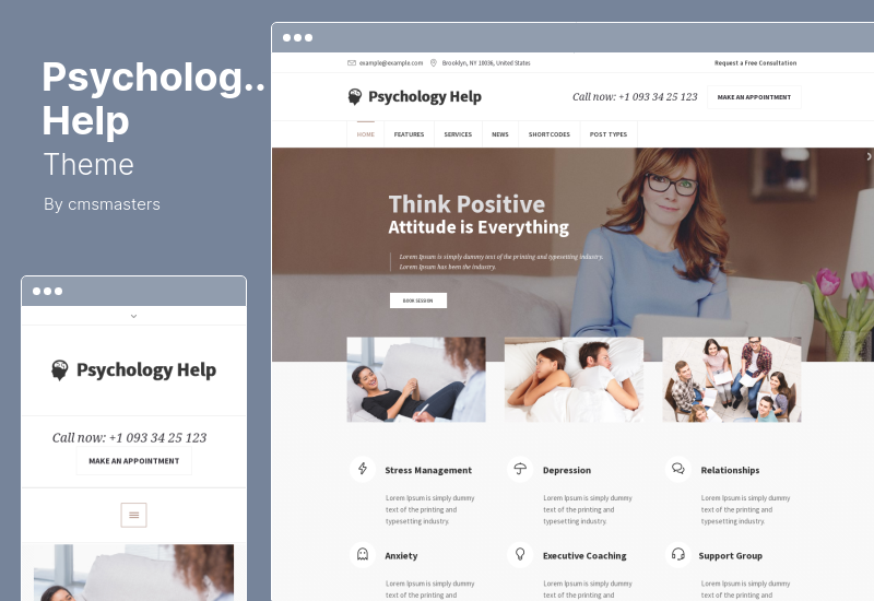 Psychologie-Hilfethema - Medizinisches WordPress-Thema für Psychologen und Mentaltherapie