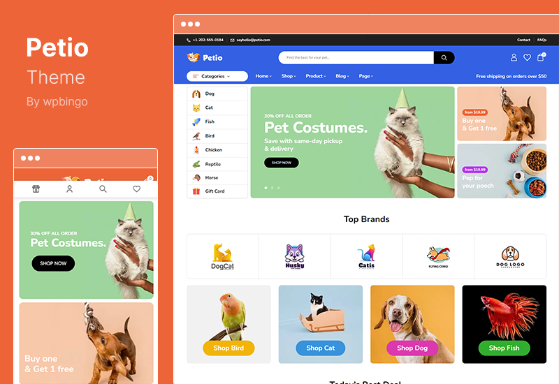 Tema Petio - Tema WordPress para loja de animais de estimação WooCommerce