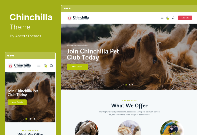 Tema Chinchilla - Tema WordPress de Cuidados com Animais e Pet Shop