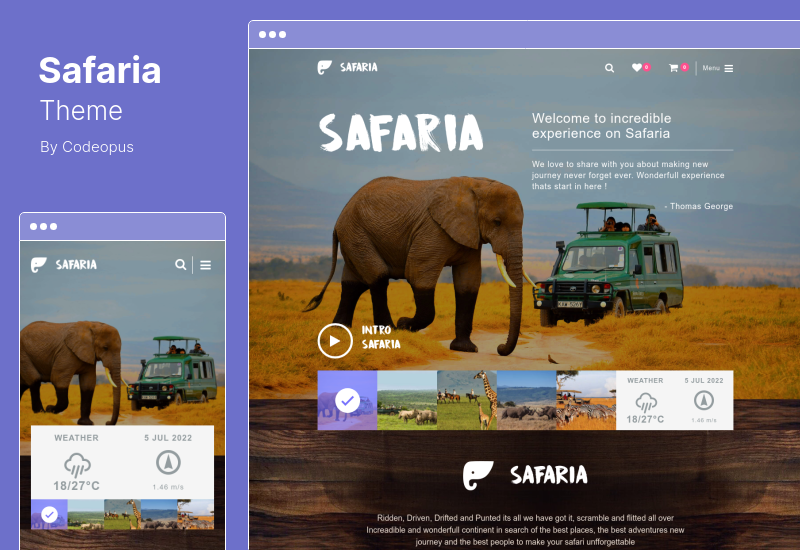 ธีม Safaria - ธีม WordPress ของ Safari & Zoo