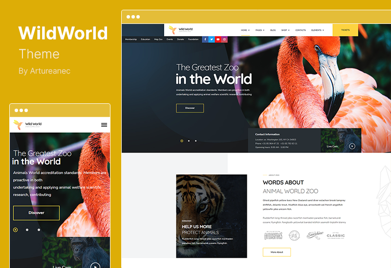 ธีม WildWorld - ธีม WordPress ที่ไม่แสวงหากำไรและนิเวศวิทยา