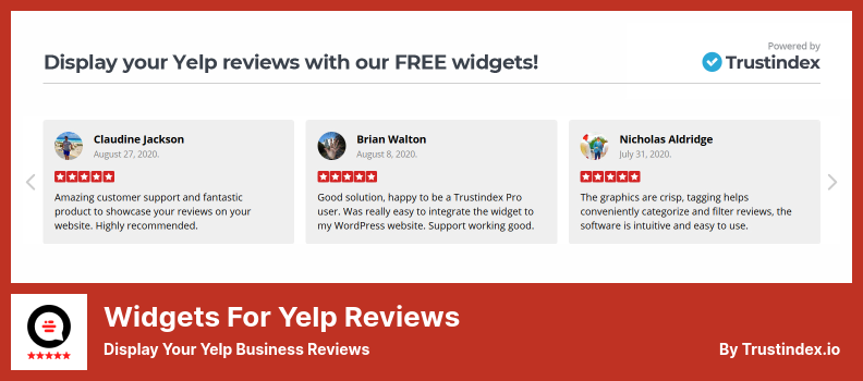 Widget per il plug-in Recensioni di Yelp - Visualizza le tue recensioni di attività su Yelp