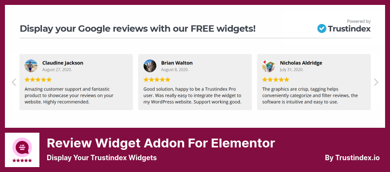 Revisiona il componente aggiuntivo del widget per il plug-in Elementor: mostra i tuoi widget Trustindex