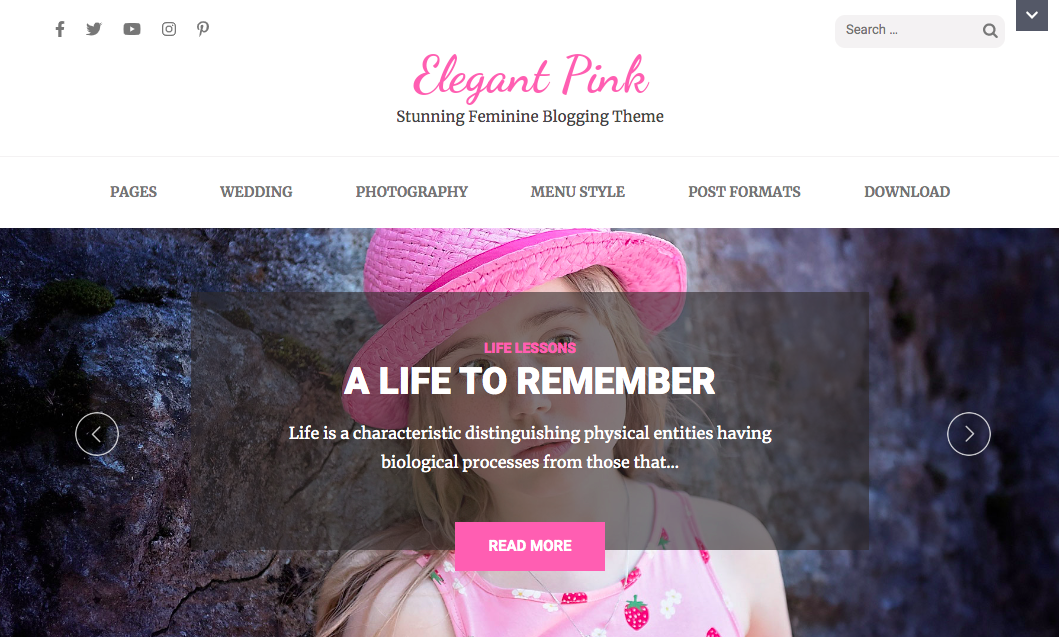 Elegante tema WordPress rosa