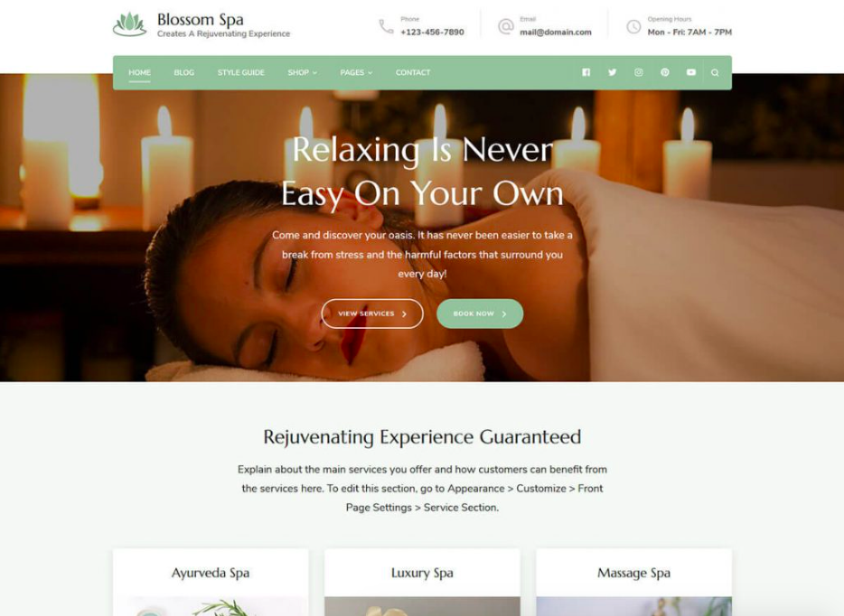 Tema WordPress Blossom Spa