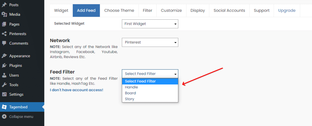 Filter widget yang disematkan tag