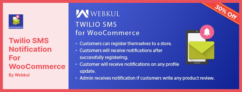 Twilio SMS Notification for WooCommerce Plugin - um extenso plugin baseado em recursos