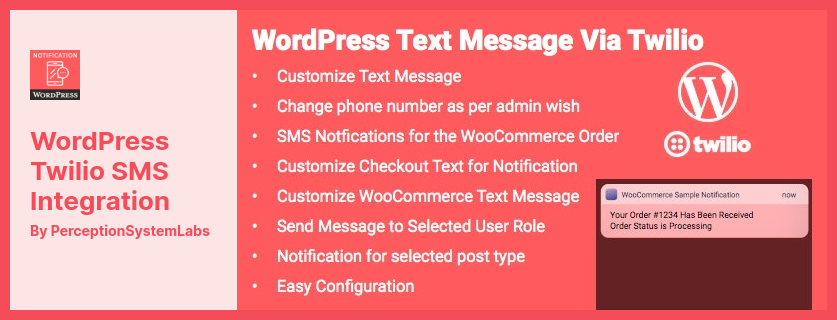 WordPress Twilio SMS 統合プラグイン - WordPress テキスト通知