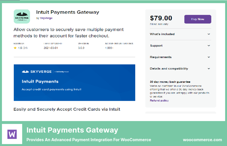 Intuit Payments Gateway Plugin - WooCommerce の高度な支払い統合を提供します