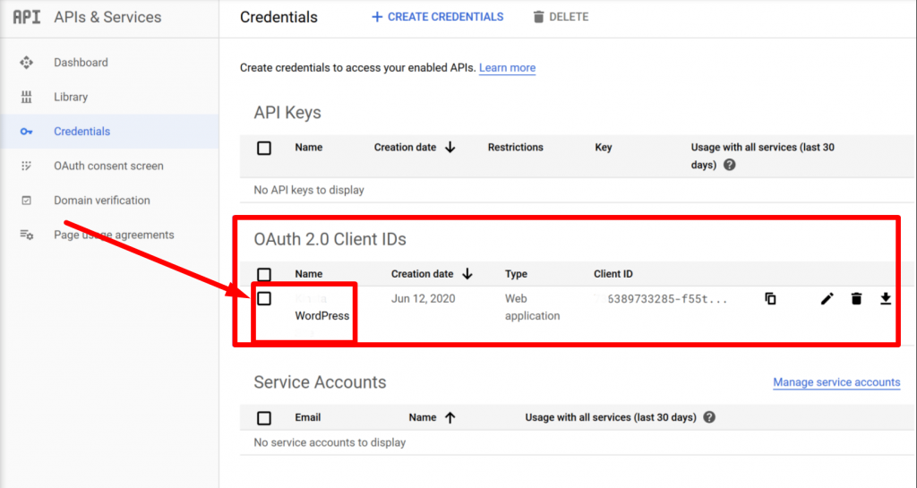 OAuth 2.0 client IDs