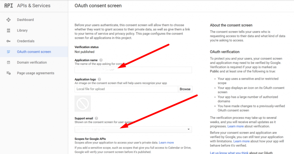 OAuth consent screen