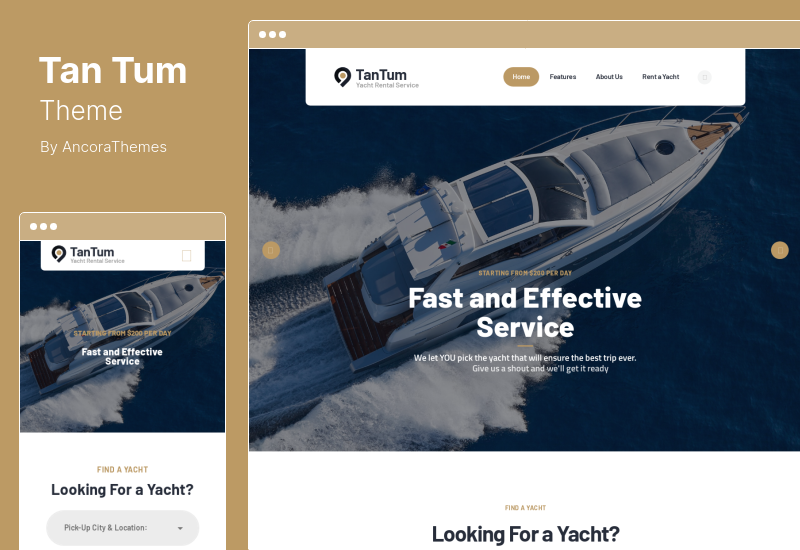 TanTum テーマ - 車、スクーター、ボート、自転車のレンタル サービスの WordPress テーマ